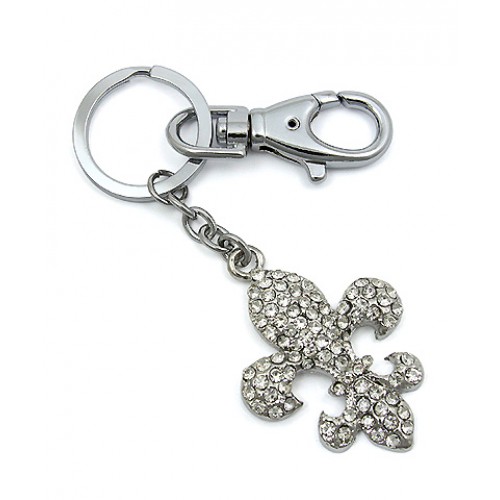 Key Chain - Rhinestone Fleur De Lis